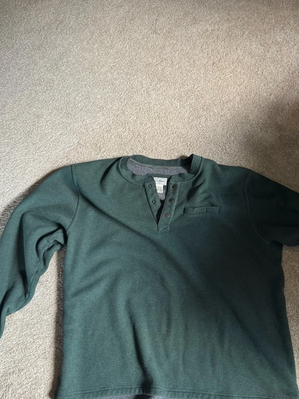 L.L. Bean Katahdin Iron Works® Bonded Waffle Fleece Henley - Picture 1 of 5